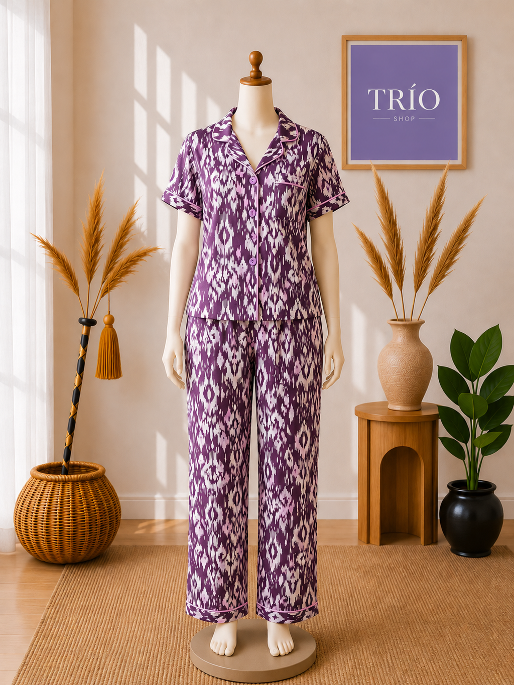Ikat violet pajama
