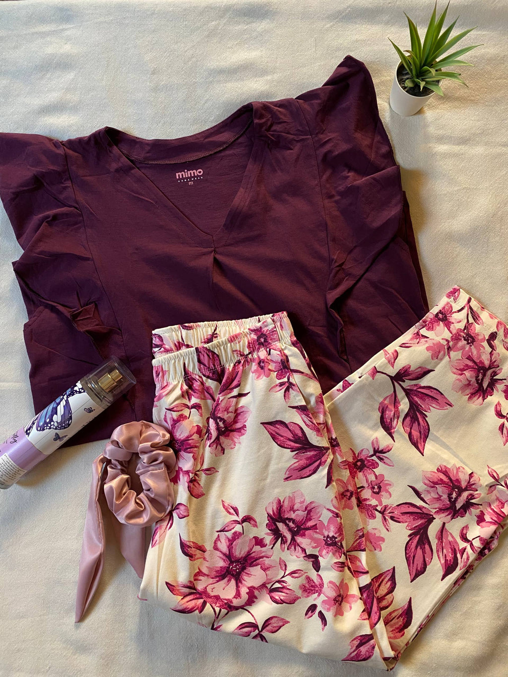Floral velvet pajama